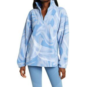 ZELLA BNWOT Women "Blair" Cozy Polar Fleece Size Xsmall Quarter Zip Blue Print.
